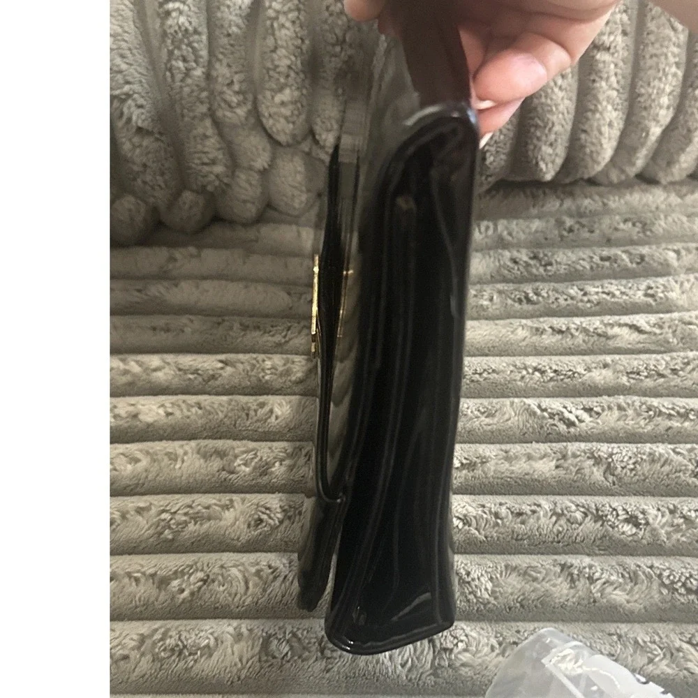 Vintage Patent Leather Clutch Bag Black Small Date Night Minimalist Capsule